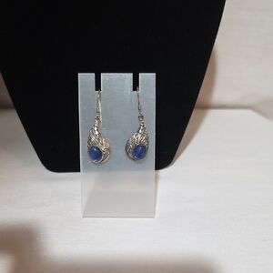 Elegant Sterling Silver and Blue Teardrop Earrings